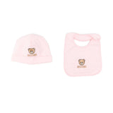 Moschino Kids Set Bavetta+Cappellino Rosa per Neonate