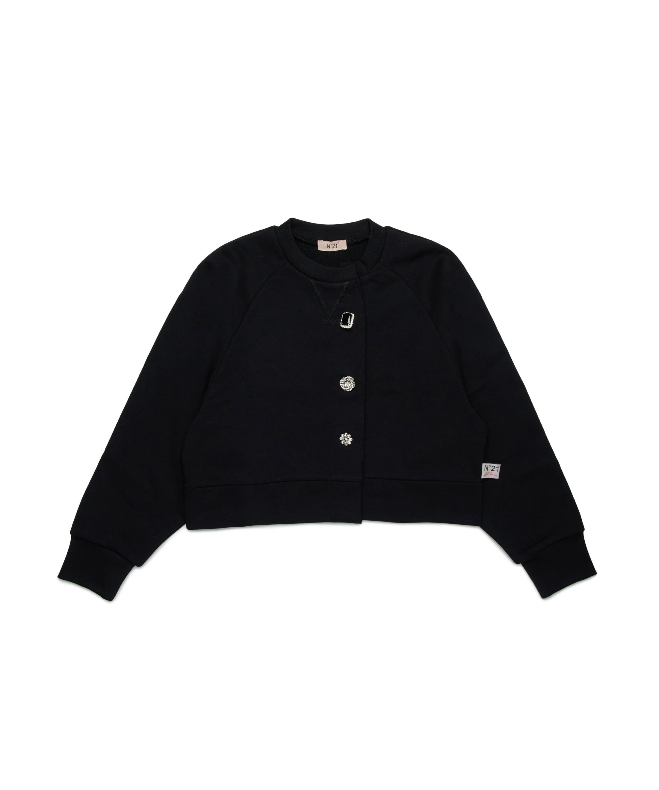 N21 Kids Cardigan Nero con Bottoni per Bambine