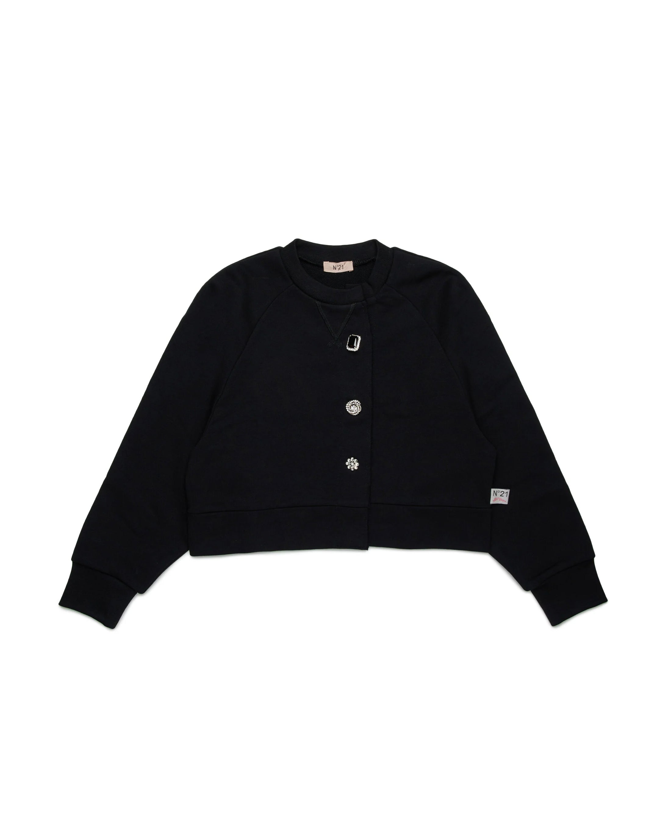 N21 Kids Cardigan Nero con Bottoni per Bambine