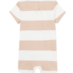 Lacoste Kids Pagliaccetto a Righe Bianco e Beige per Neonati