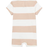 Lacoste Kids Pagliaccetto a Righe Bianco e Beige per Neonati