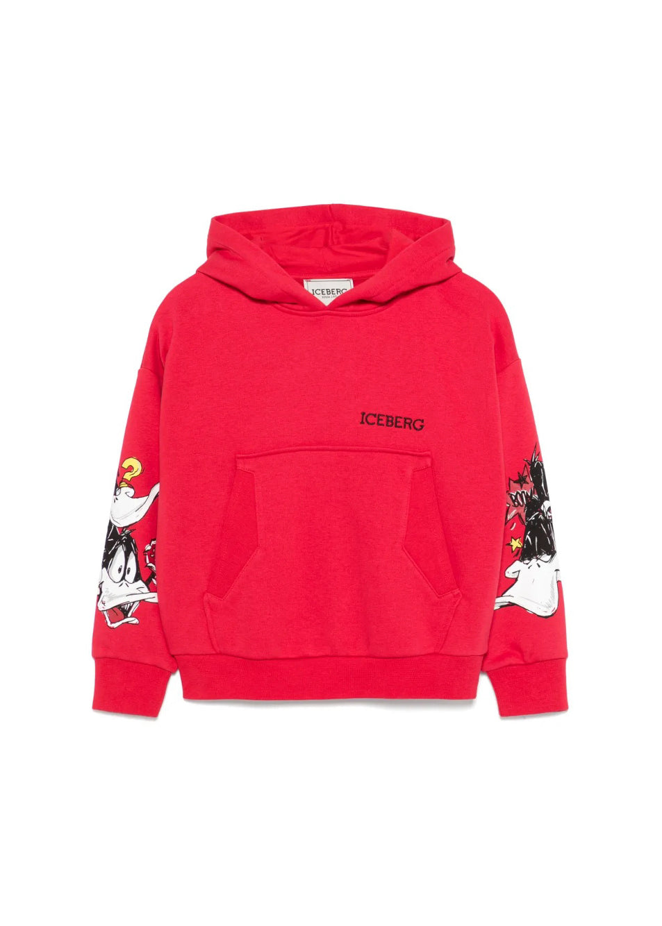 Iceberg Kids Felpa con Cappuccio Rossa con Stampa per Bambini
