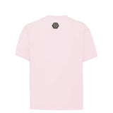 Philipp Plein Junior Kids T-shirt Rosa in Cotone con Logo Esagono Strass per Bambine