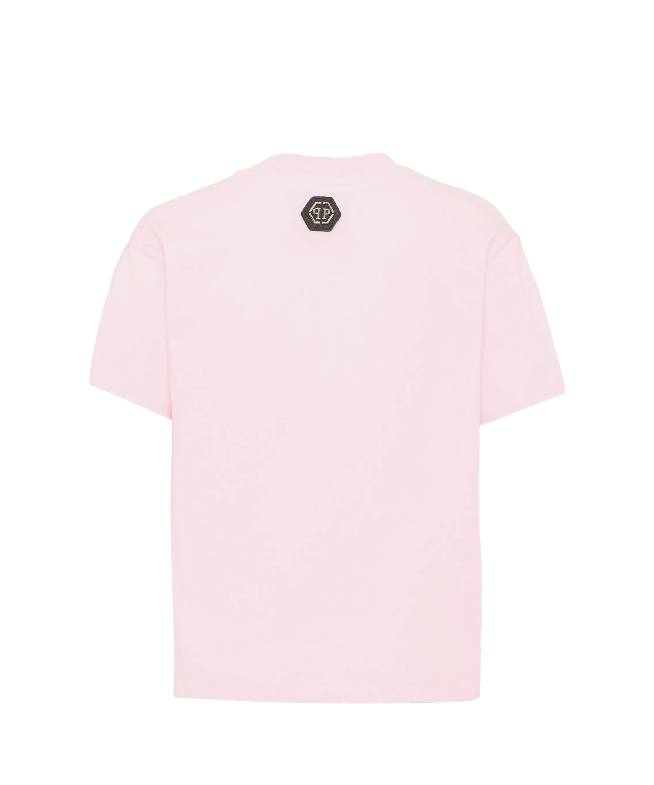 Philipp Plein Junior Kids T-shirt Rosa in Cotone con Logo Esagono Strass per Bambine