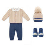 Marlù Completo+Cappello+Scarpina Mandorla e Laguna per Neonati