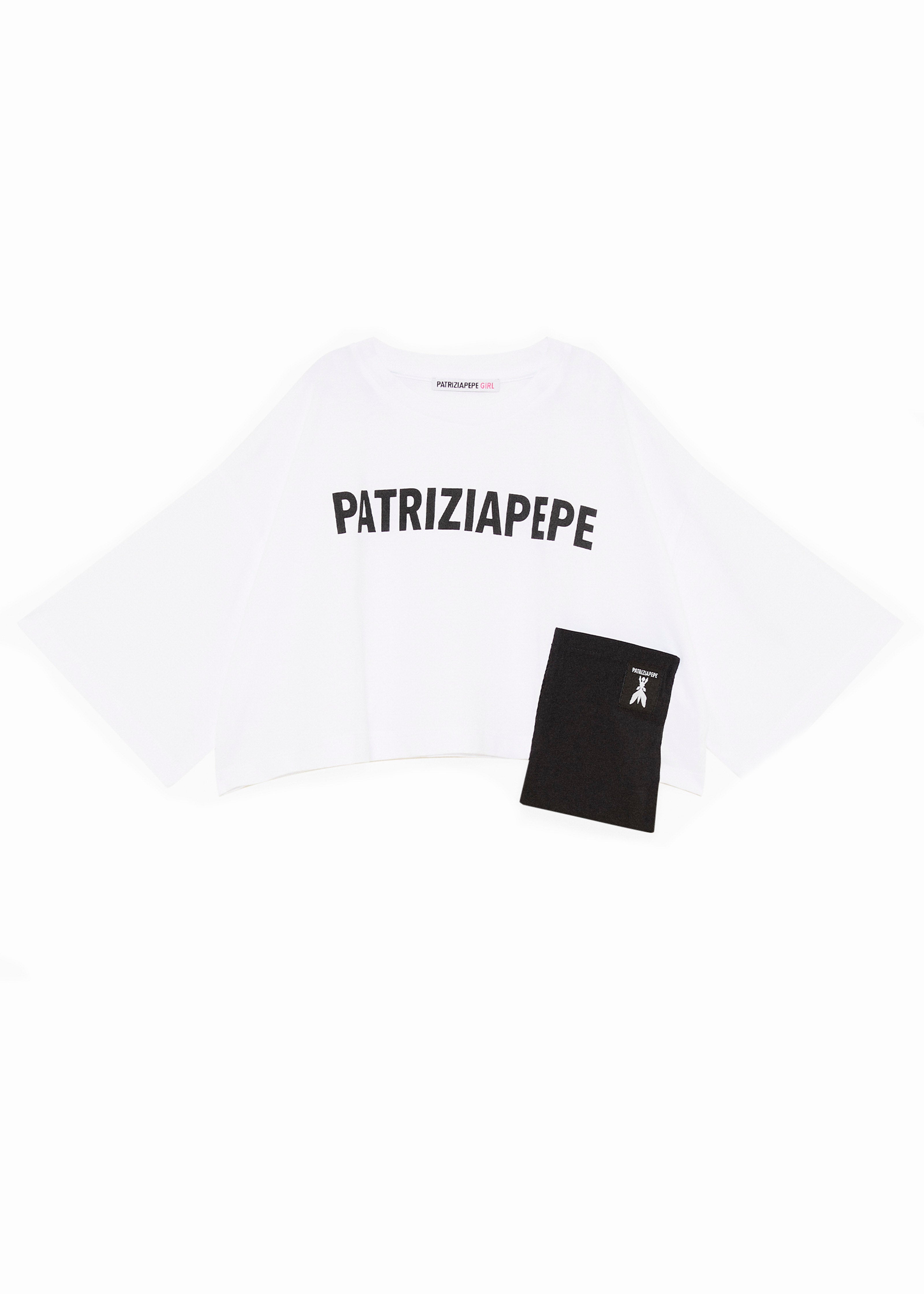 Patrizia Pepe T-Shirt Bianca con Logo per Bambine