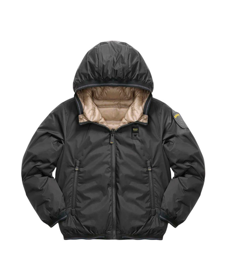 Blauer Kids Giubbino in Nylon Grigio con Cappuccio  DONALD JUNIOR per Bambini