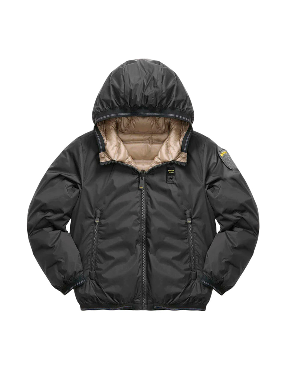 Blauer Kids Giubbino in Nylon Grigio con Cappuccio  DONALD JUNIOR per Bambini