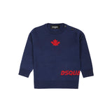 Dsquared2 Kids Maglioncino Blu con Stampa Logo Leaf per Neonati