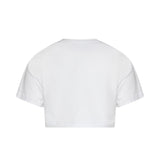 John Richmond Kids Cropped White T-Shirt with Contrast Logo Print for Girls