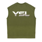 Yes London Kids Canotta Verde Oliva Monocolore con Scritta Logo sul Retro per Bambini