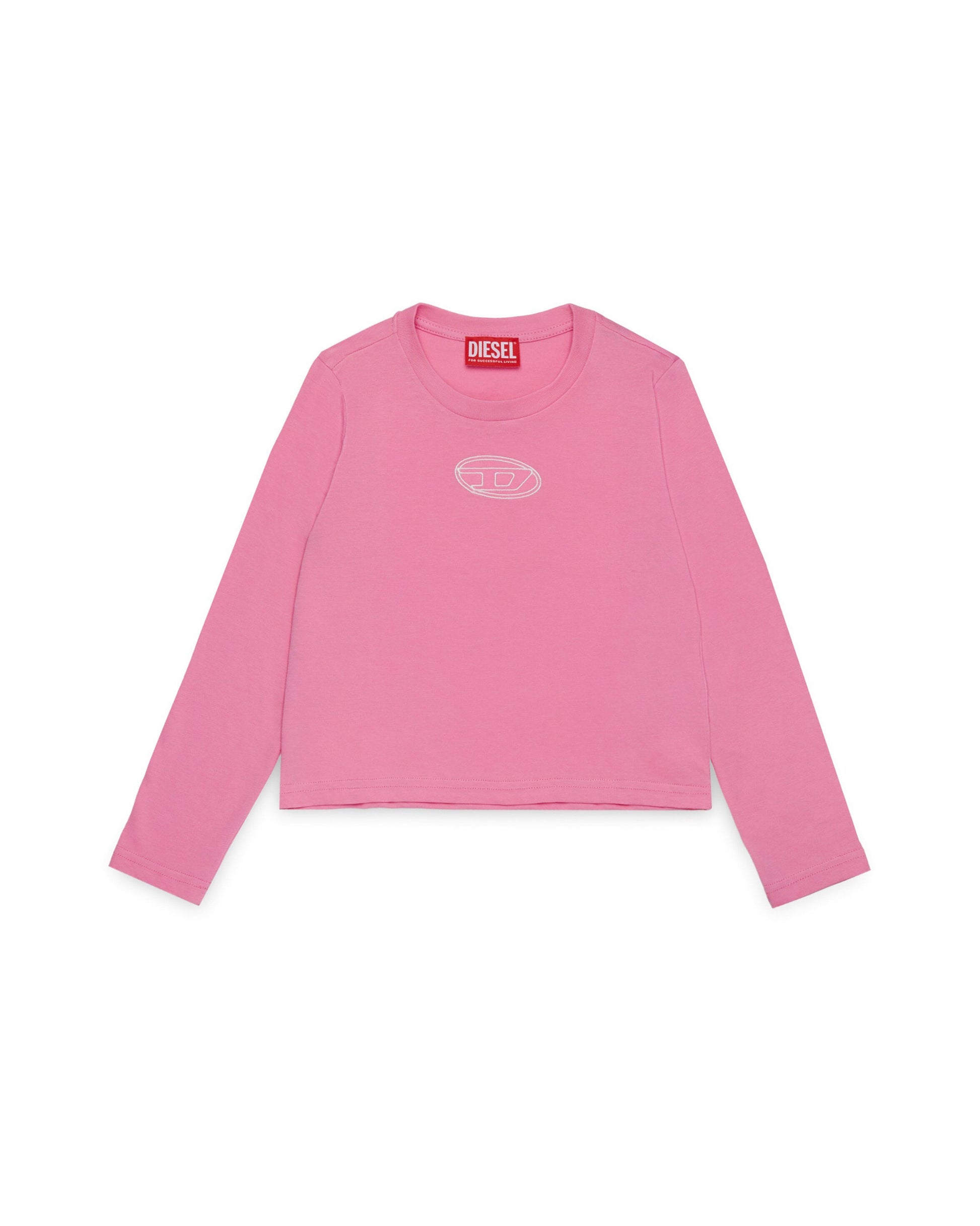 Diesel Kids T shirt Manica Lunga Fucsia con Oval D per Bambini