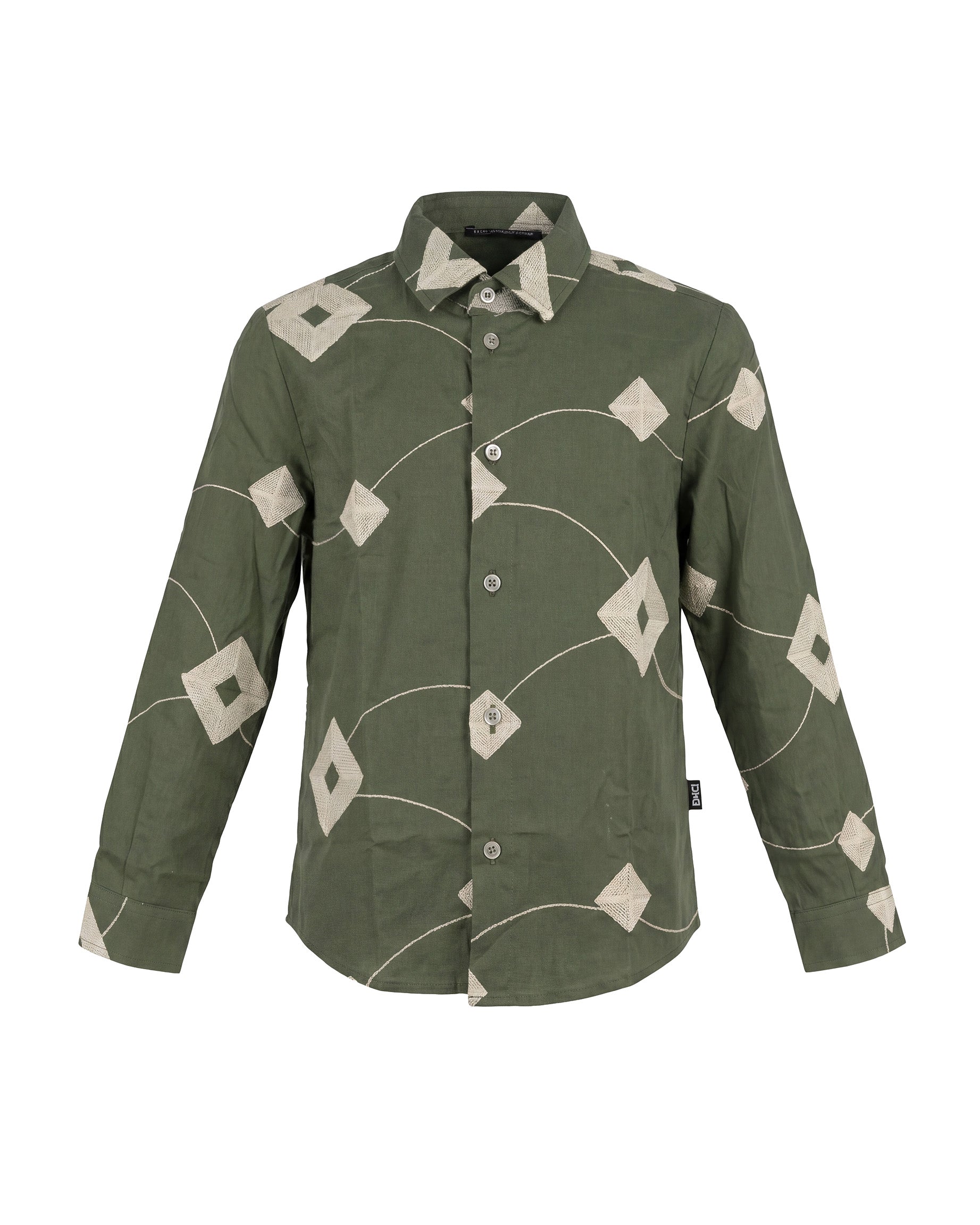 Daniele Alessandrini Kids Camicia Verde Militare Fantasia per Bambini