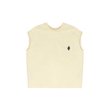 Yes London Kids Canotta Beige Monocolore con Applicazione Logo per Bambini