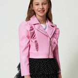 Twinset Kids Giubbino di Pelle con Volant 