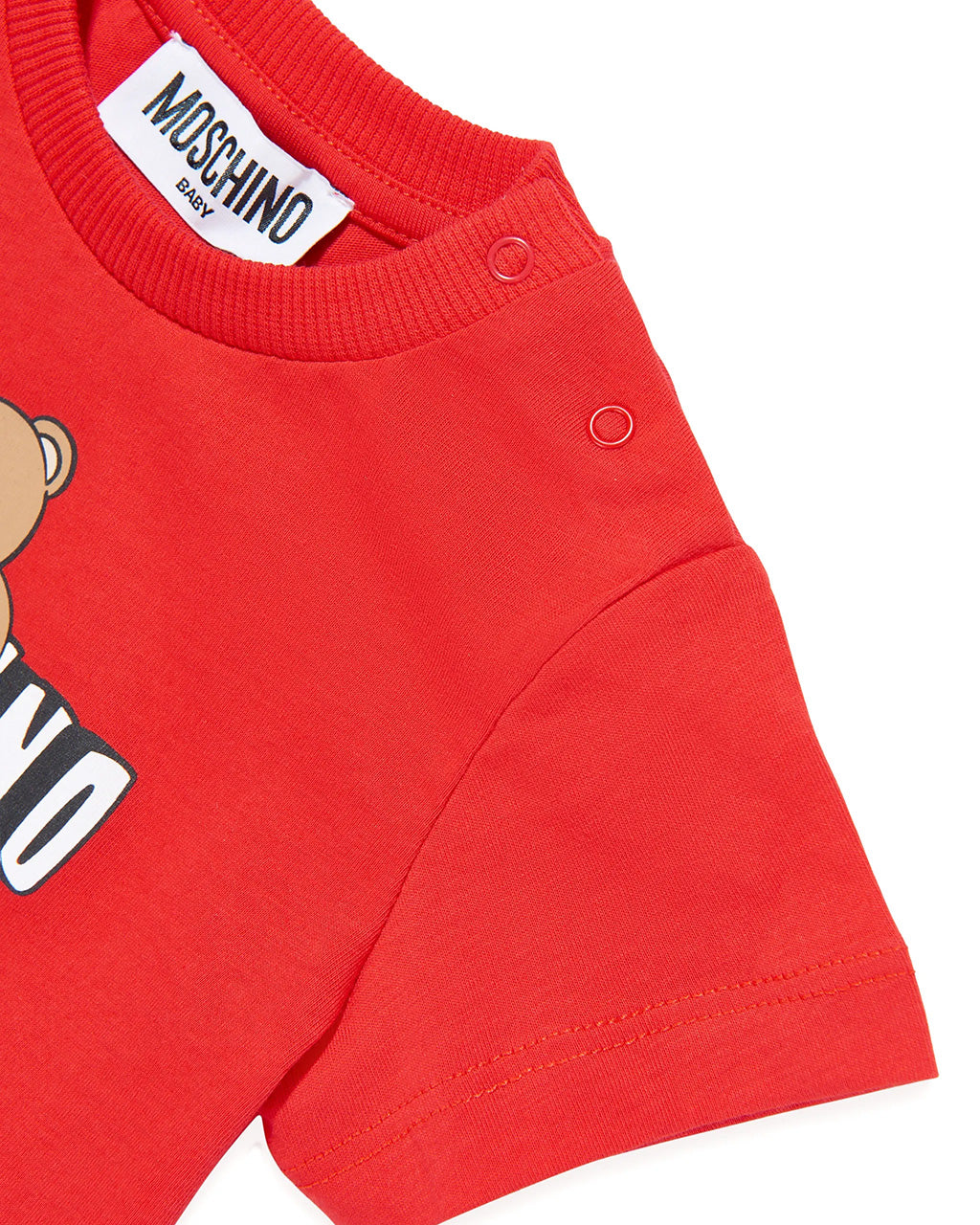 Moschino Kids T-Shirt Rosso con Logo Teddy Bear per Neonati