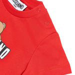 Moschino Kids T-Shirt Rosso con Logo Teddy Bear per Neonati