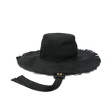 Elisabetta Franchi La Mia Bambina Cappello Nero con Frange e Ricamo Logo Tono su Tono per Bambine