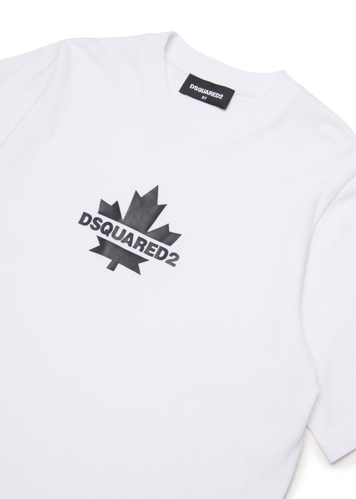 Dsquared2 Kids T-shirt Bianca con Stampa Leaf