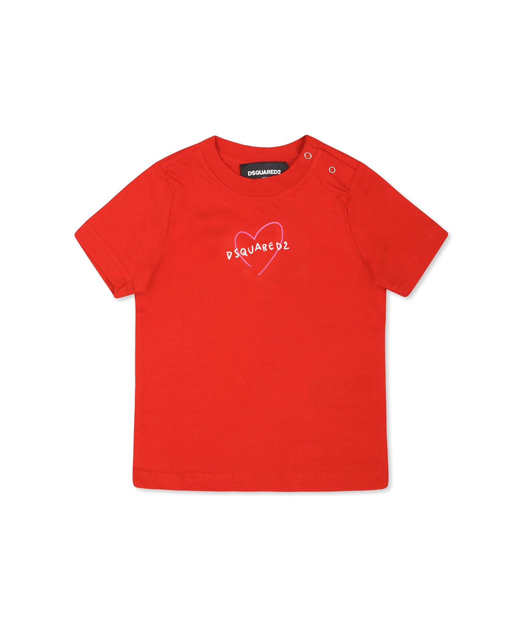Dsquared2 Kids T-shirt Rossa con Stampa Cuore per Neonate