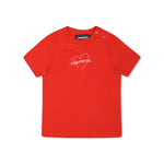 Dsquared2 Kids T-shirt Rossa con Stampa Cuore per Neonate