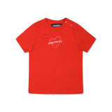 Dsquared2 Kids T-shirt Rossa con Stampa Cuore per Neonate