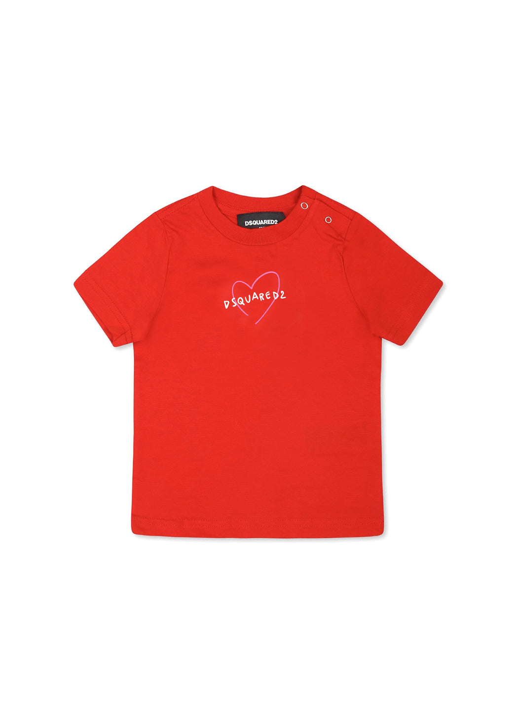 Dsquared2 Kids T-shirt Rossa con Stampa Cuore per Neonate