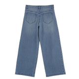 Pinko Kids Jeans Denim Blu con Logo Strass Rosa per Bambine