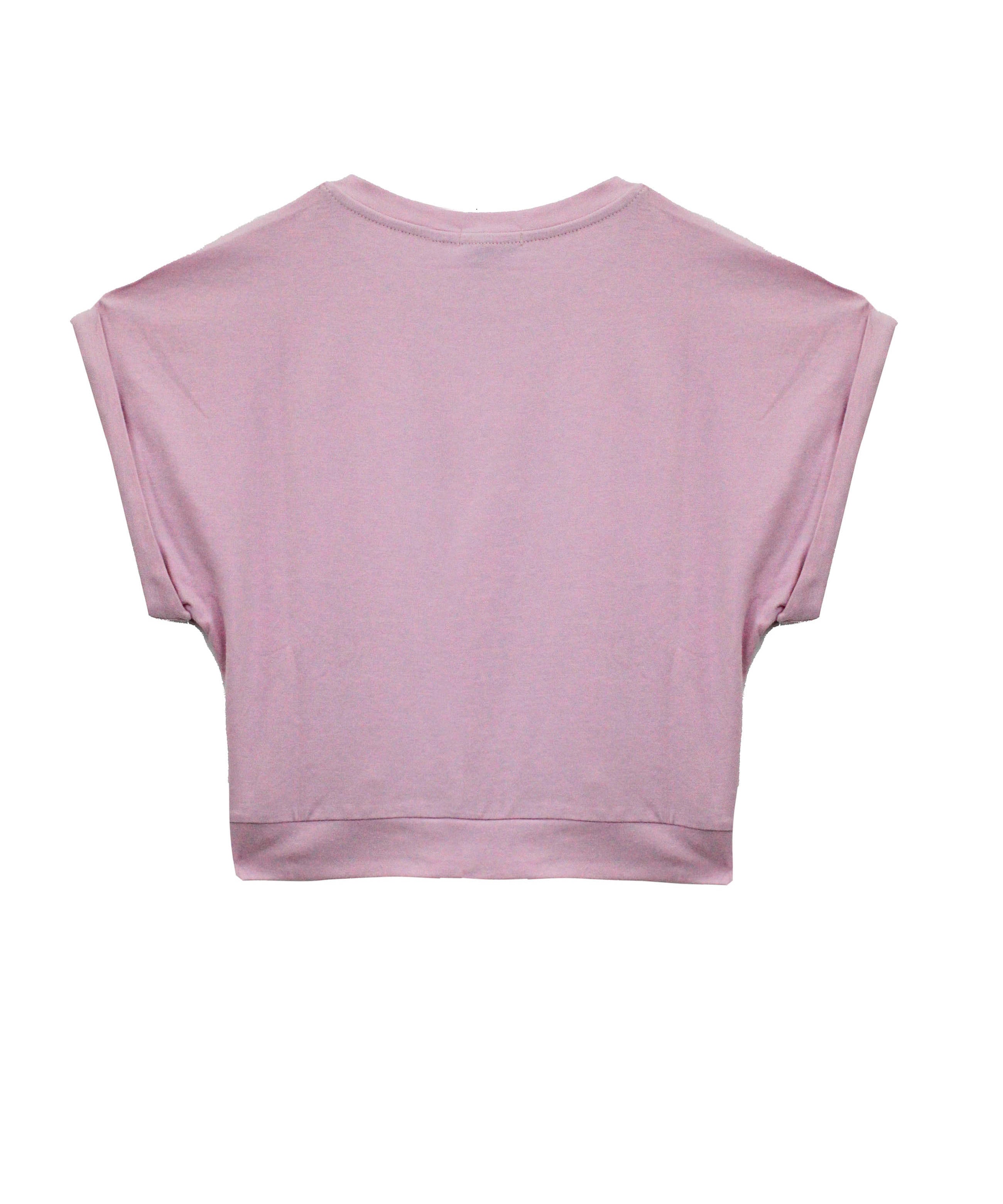 Pinko Kids T-shirt Crop Rosa con Fiocco e Strass (RETRO)