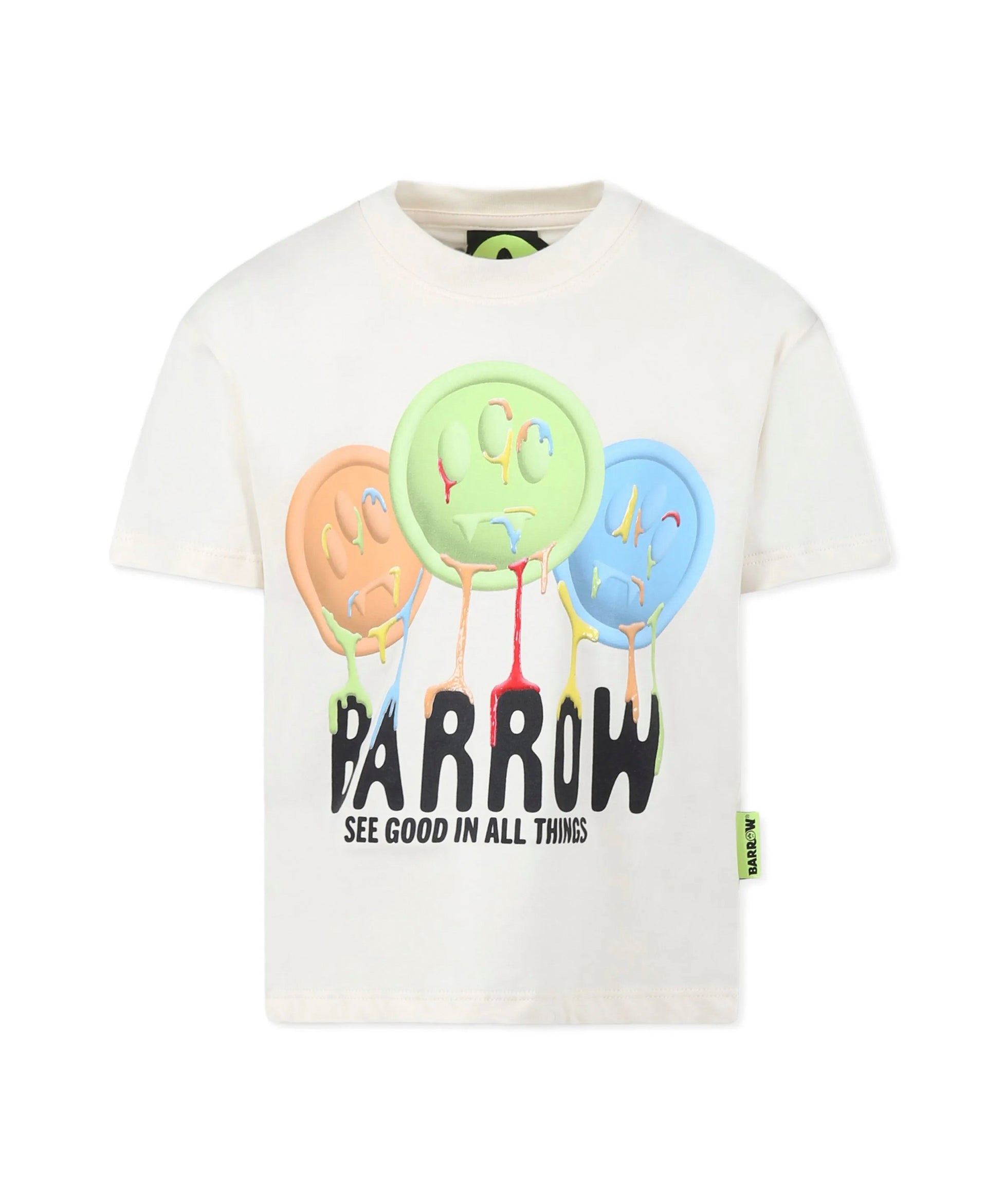 Barrow Kids T-shirt Crema con Stampa Smiles per Bambini (fronte)