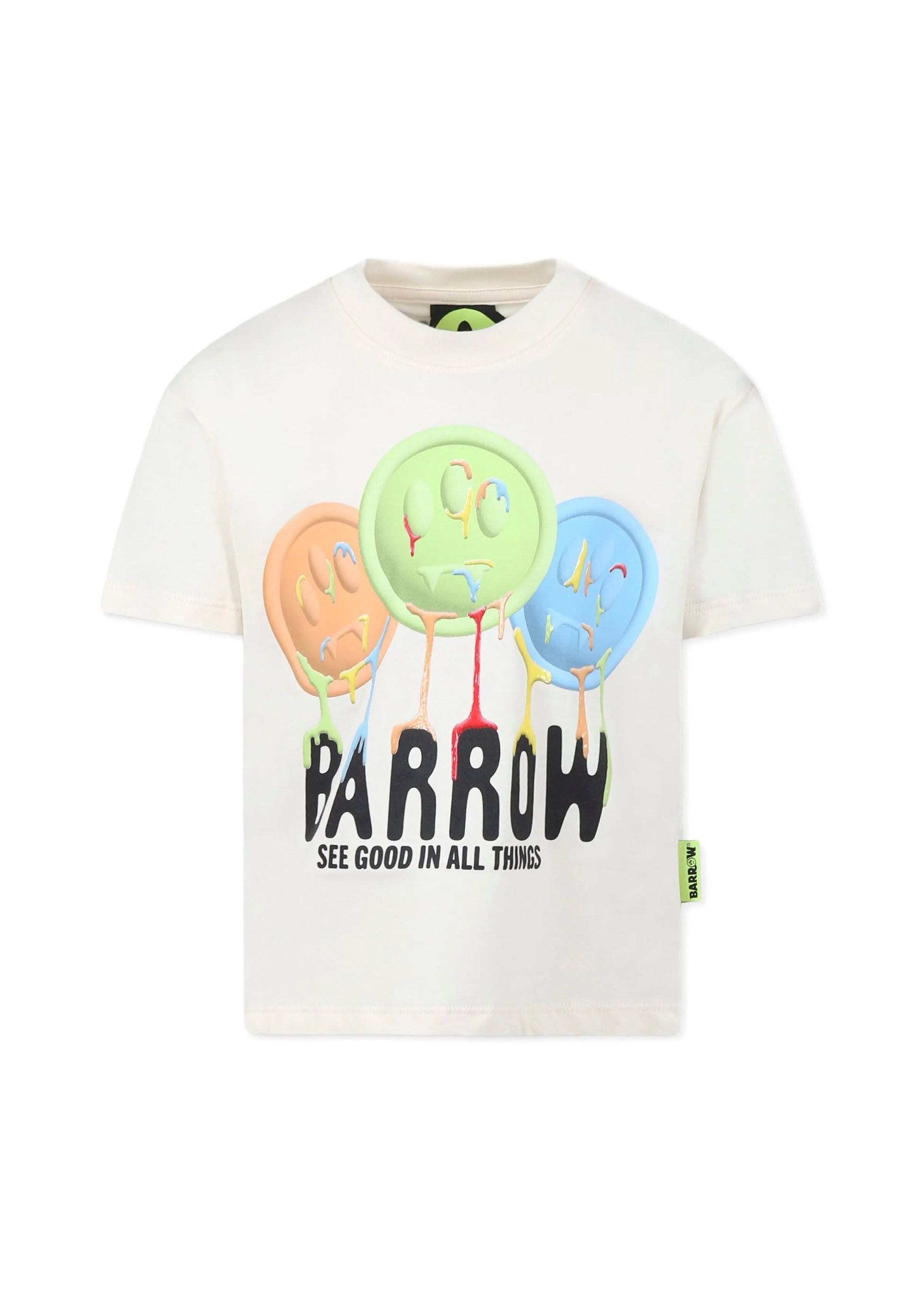 Barrow Kids T-shirt Crema con Stampa Smiles per Bambini (fronte)