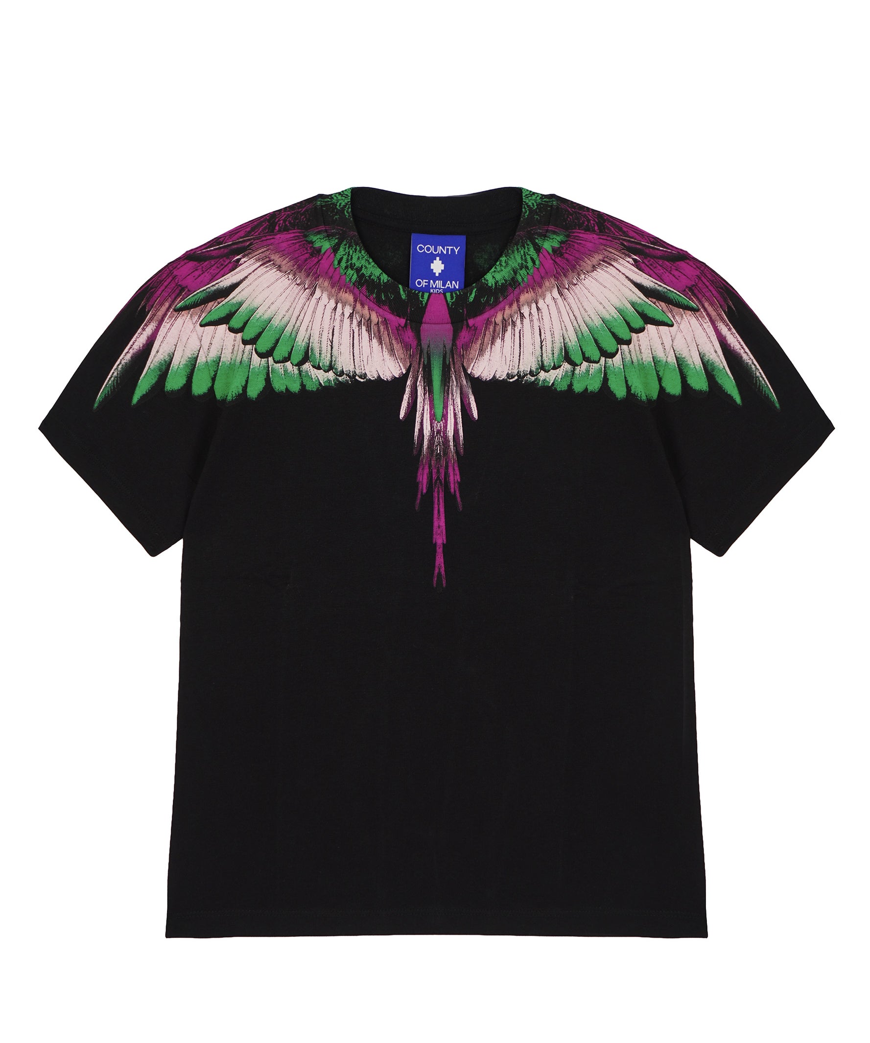 Marcelo Burlon County Of Milan Kids T-Shirt Nera con Grafica Ali per Bambini