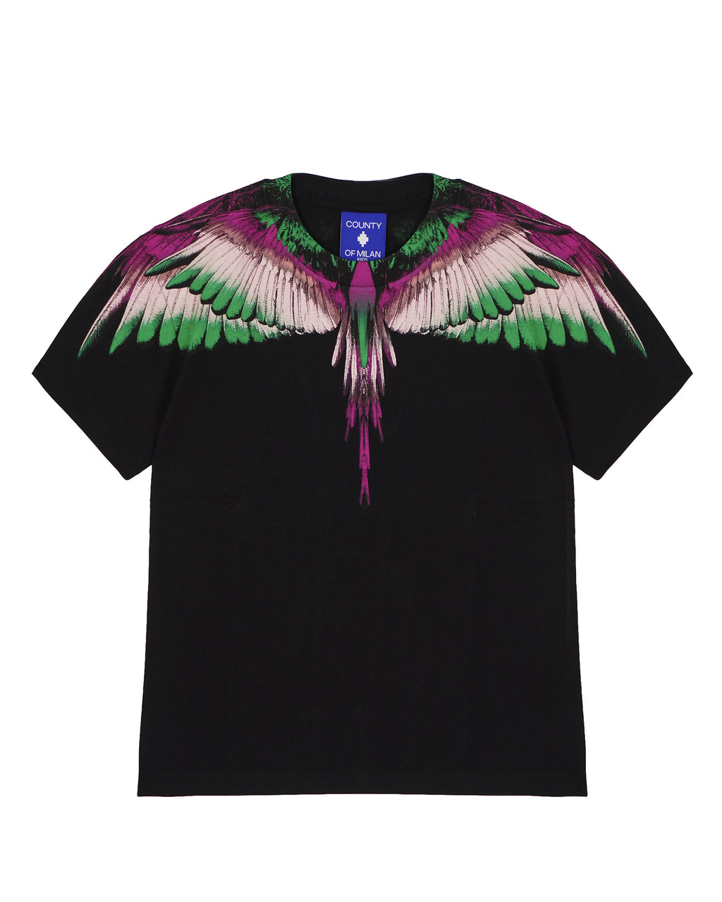 Marcelo Burlon County Of Milan Kids T-Shirt Nera con Grafica Ali per Bambini
