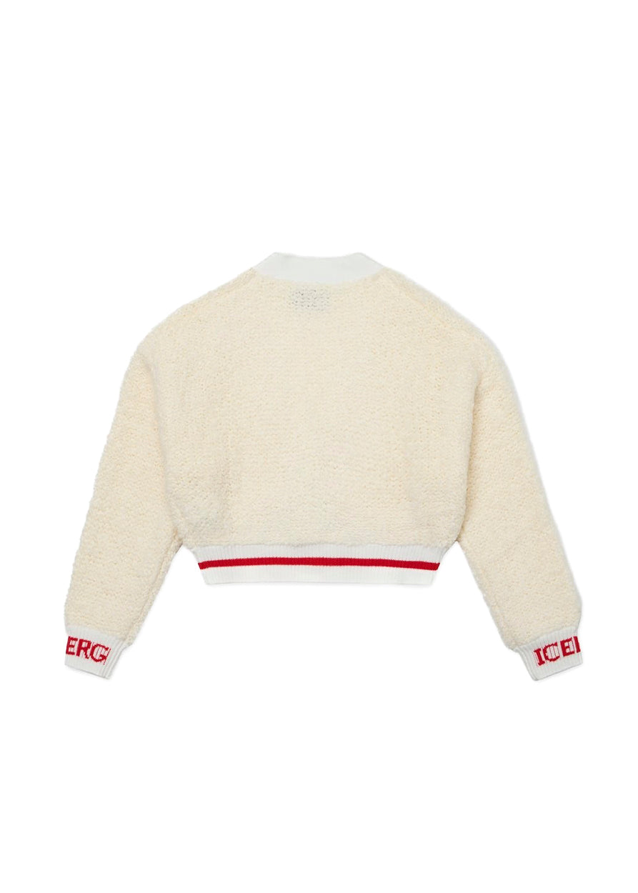 Iceberg Kids Cardigan Bianco in Bouclé (retro)