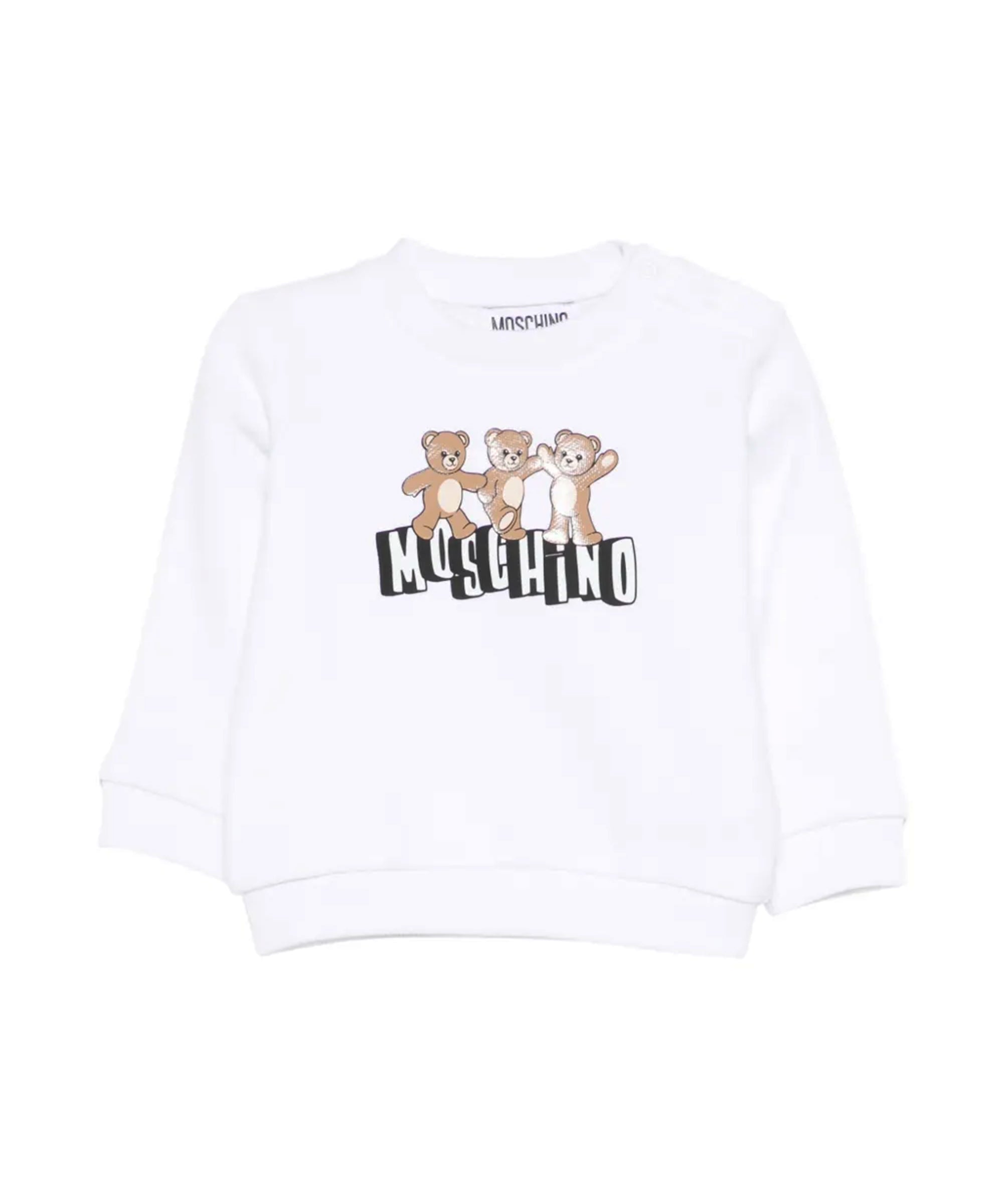 Moschino Kids Felpa Bianco con Logo Teddy Bear per Neonati