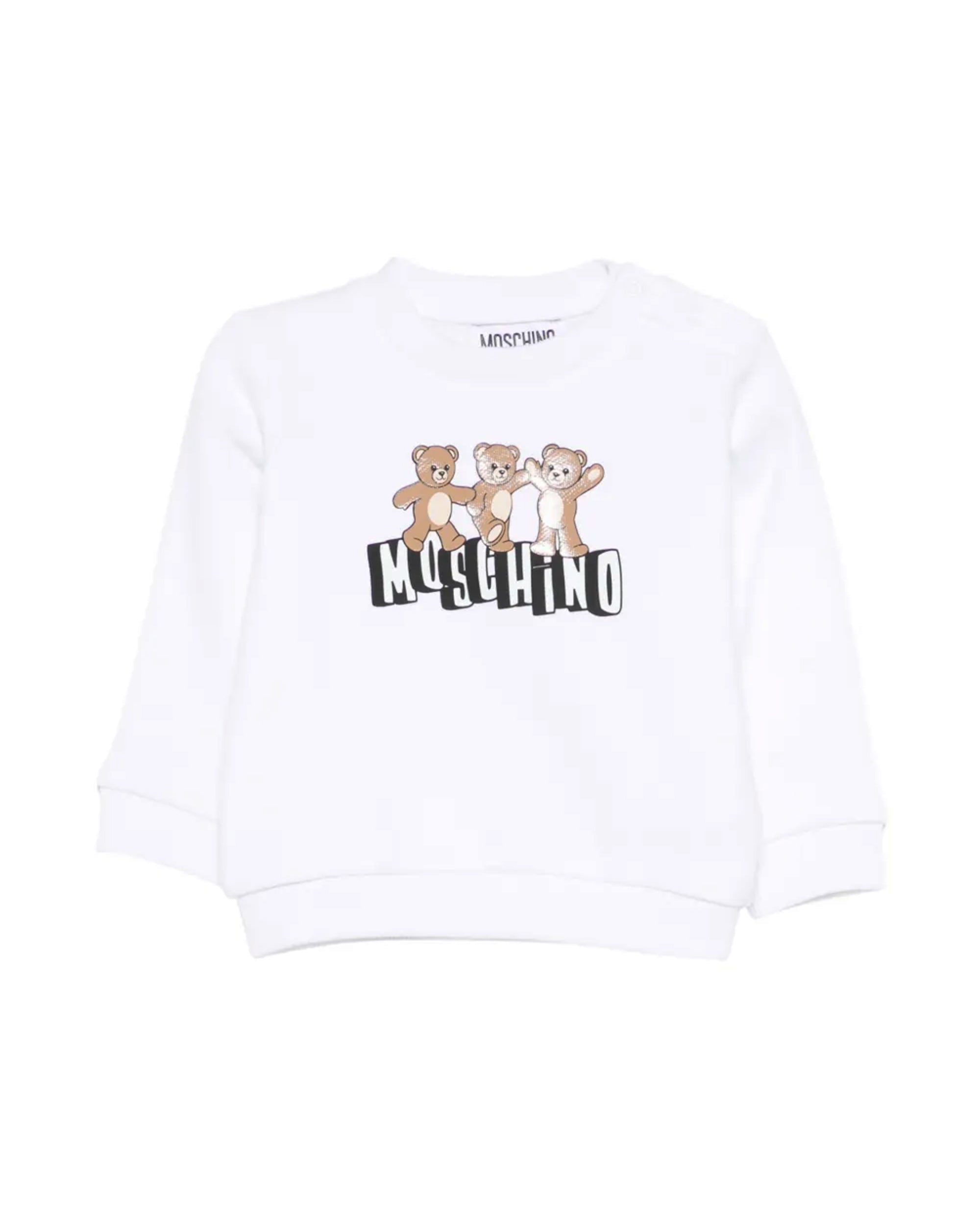 Moschino Kids Felpa Bianco con Logo Teddy Bear per Neonati