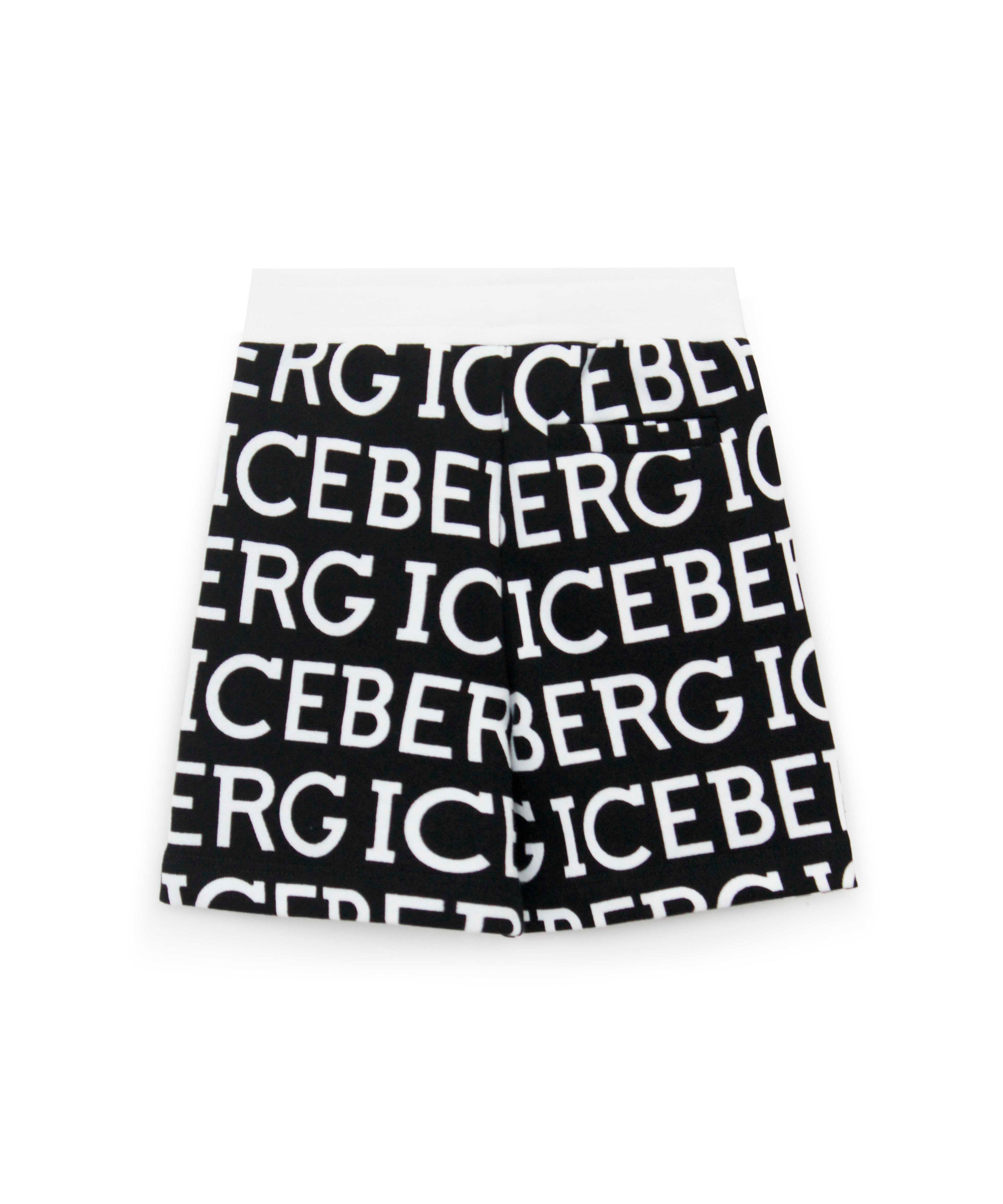 Iceberg Kids Bermuda in Felpa con Logo Monogram Nero per Neonati