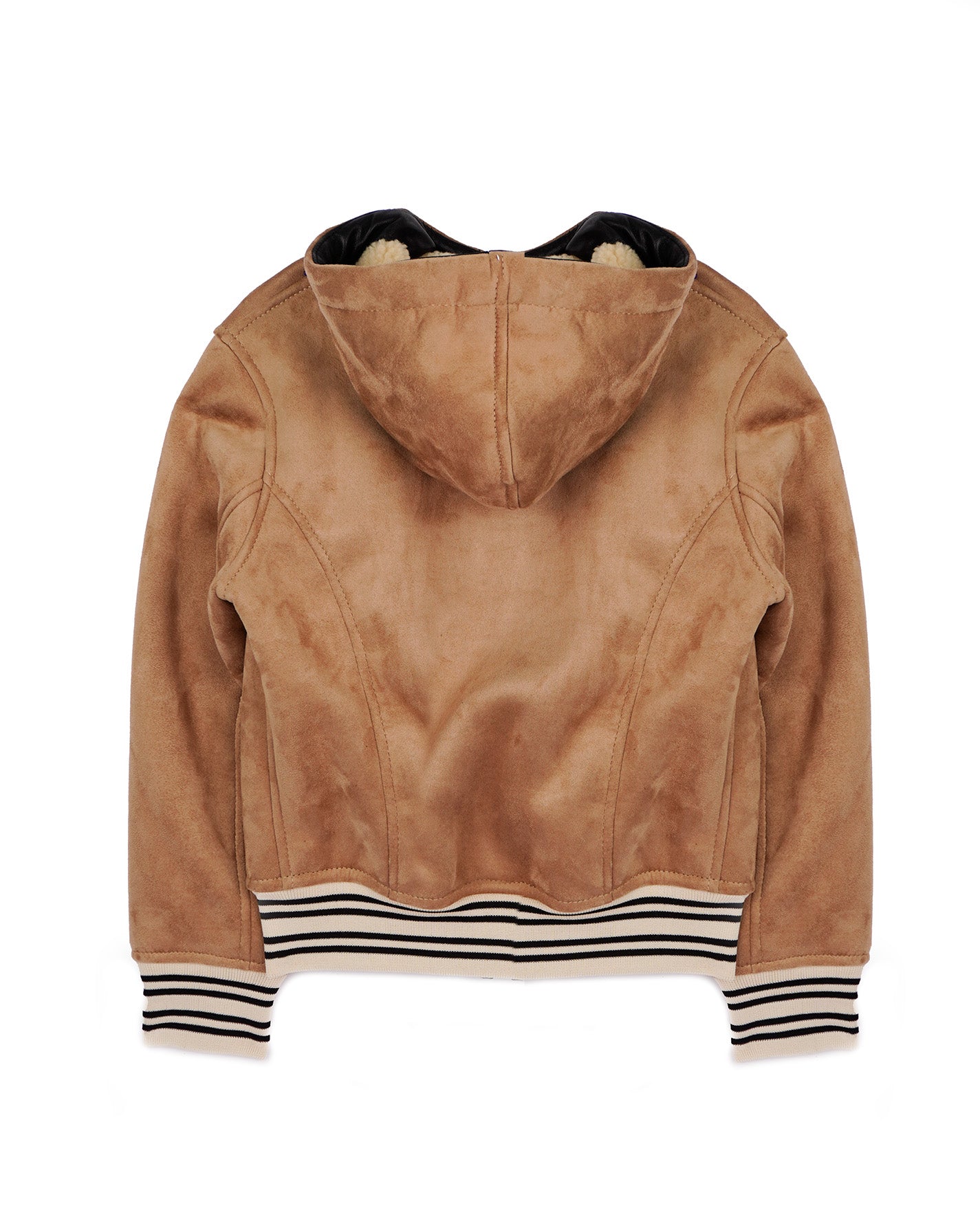 Yes London Kids Ecomontone Scamosciato Beige con Cappuccio e Zip per Bambini