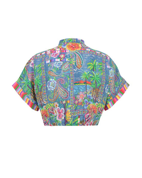 4giveness Kids Camicia Crop Fantasia Denim Mexicana per Bambine