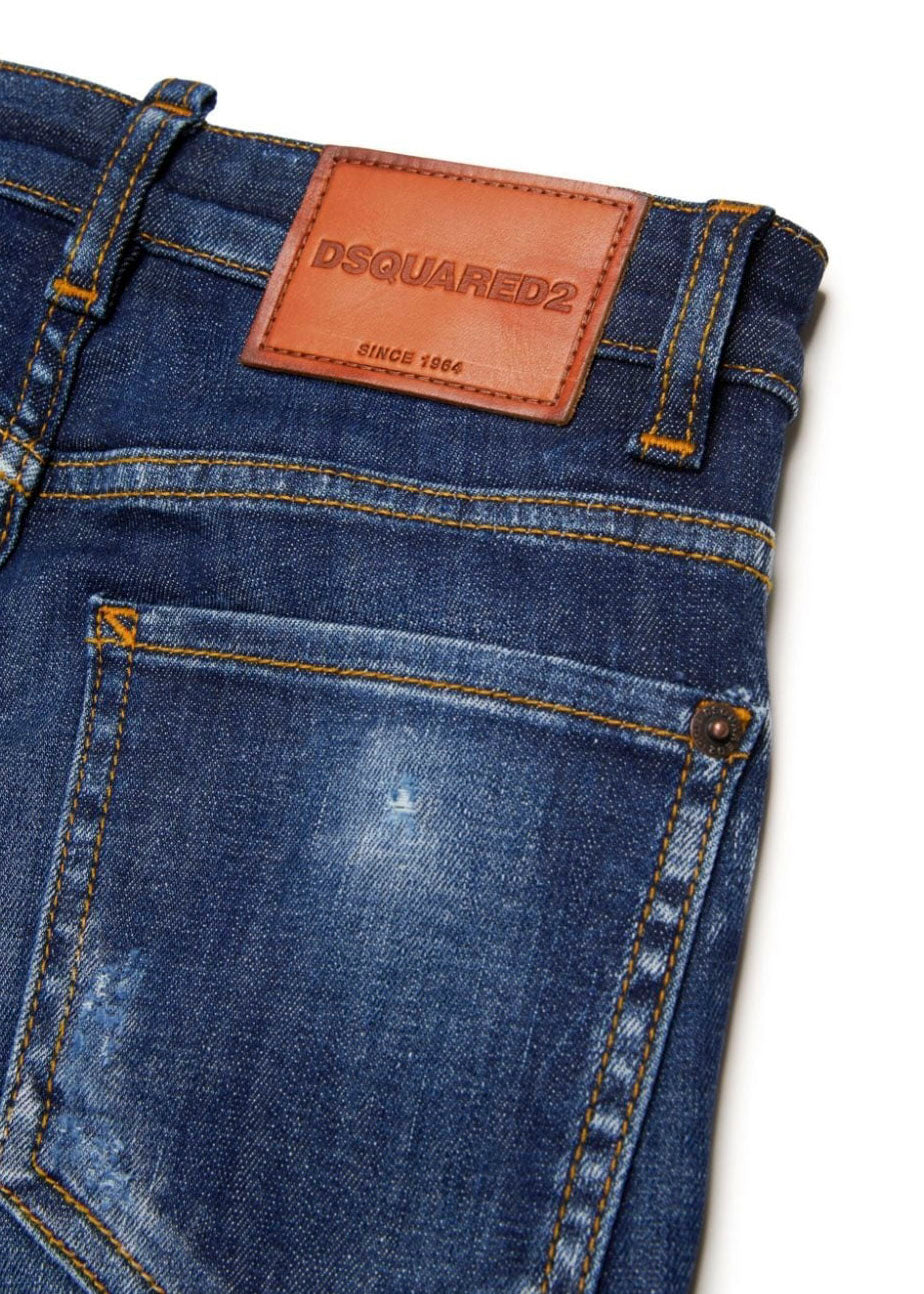 Dsquared2 Kids Jeans Denim Blu per Bambini (dettaglio)