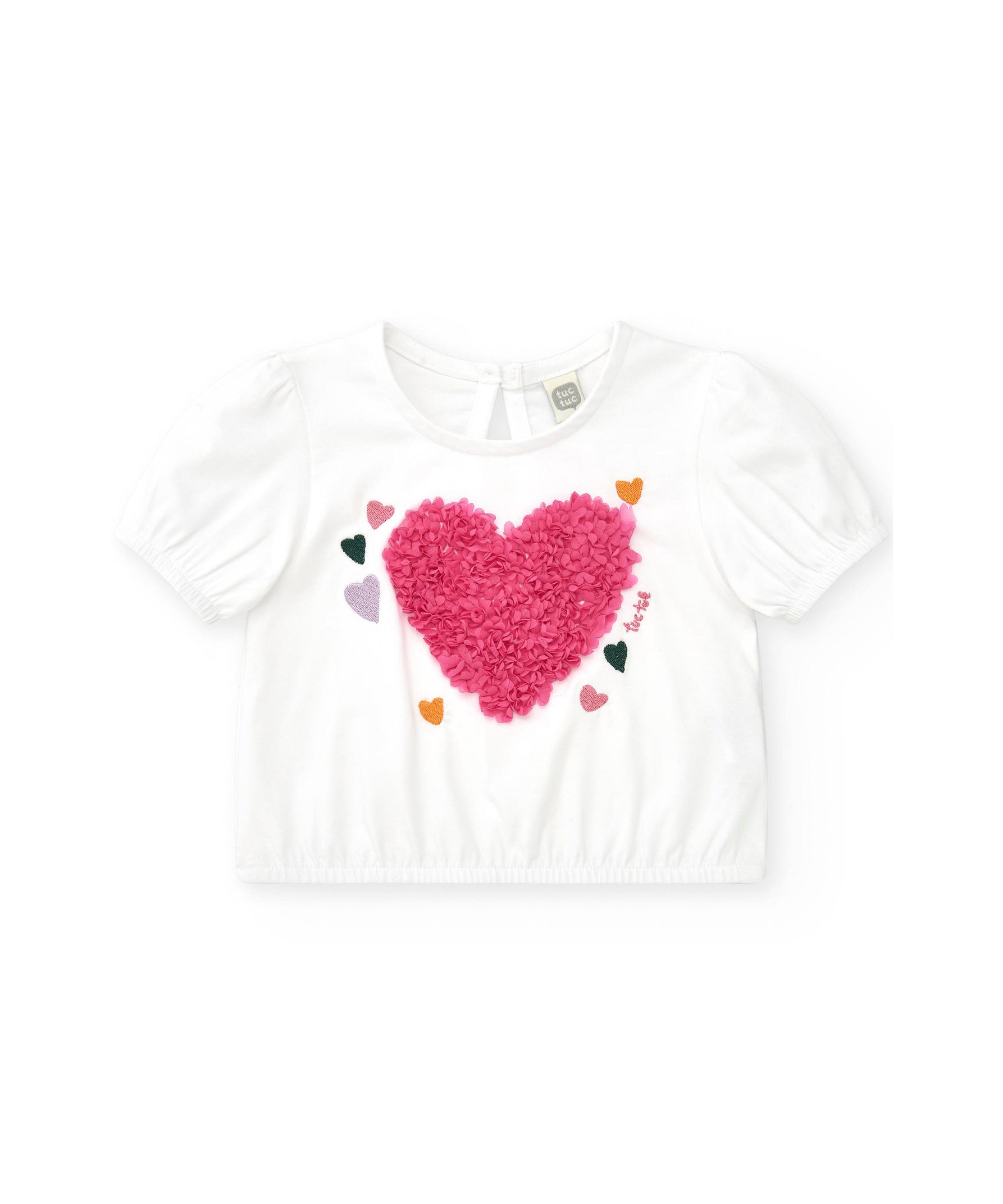 Tuc Tuc T-shirt Bianca con Cuore per Neonate