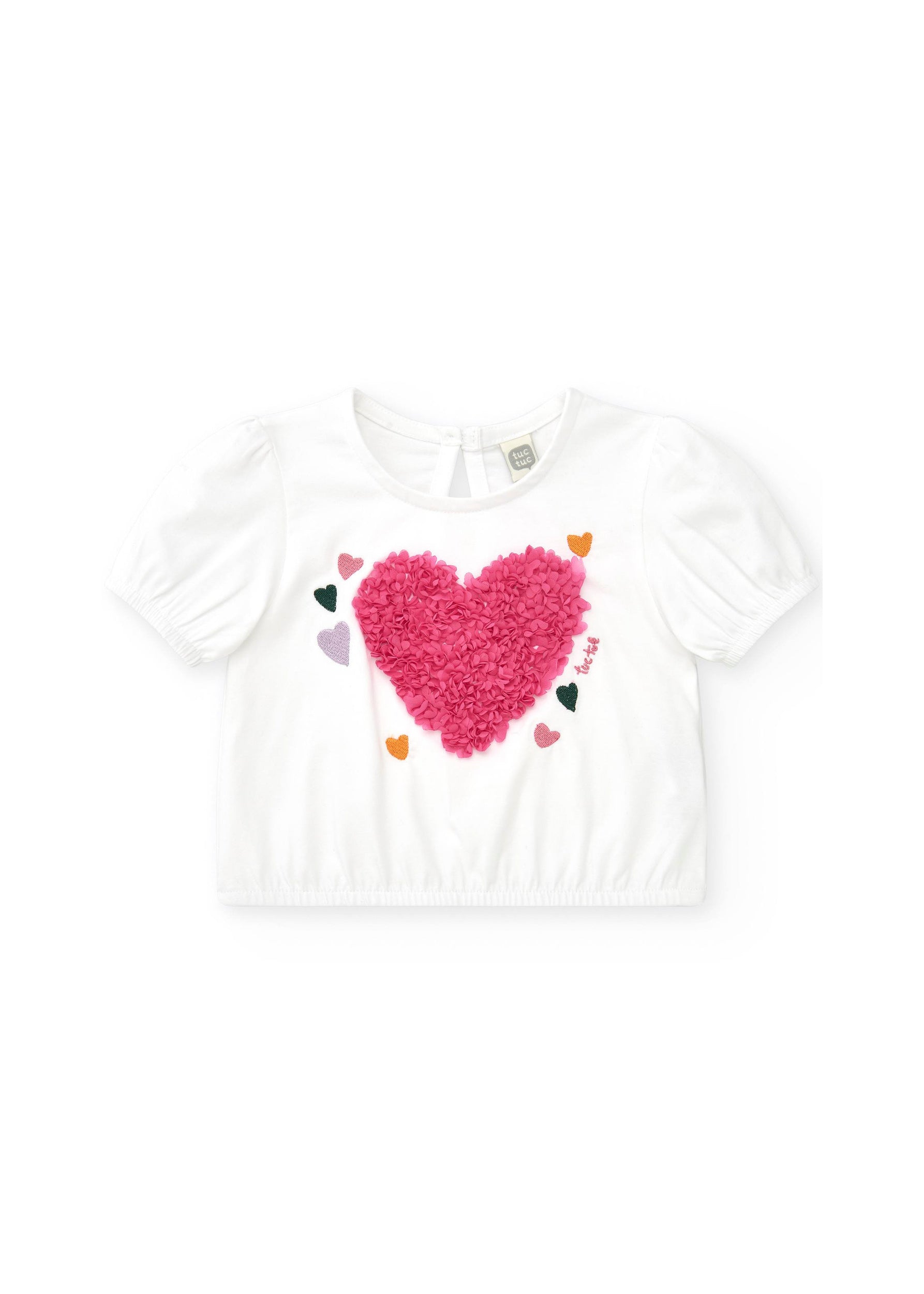 Tuc Tuc T-shirt Bianca con Cuore per Neonate