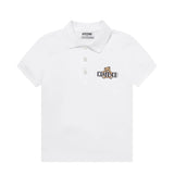 Moschino Kids Polo Bianco con Logo Teddy Bear per Bambini