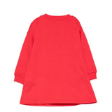 Moschino Kids Vestito Rosso in Felpa con Stampa Teddy Bear e Logo per Neonate
