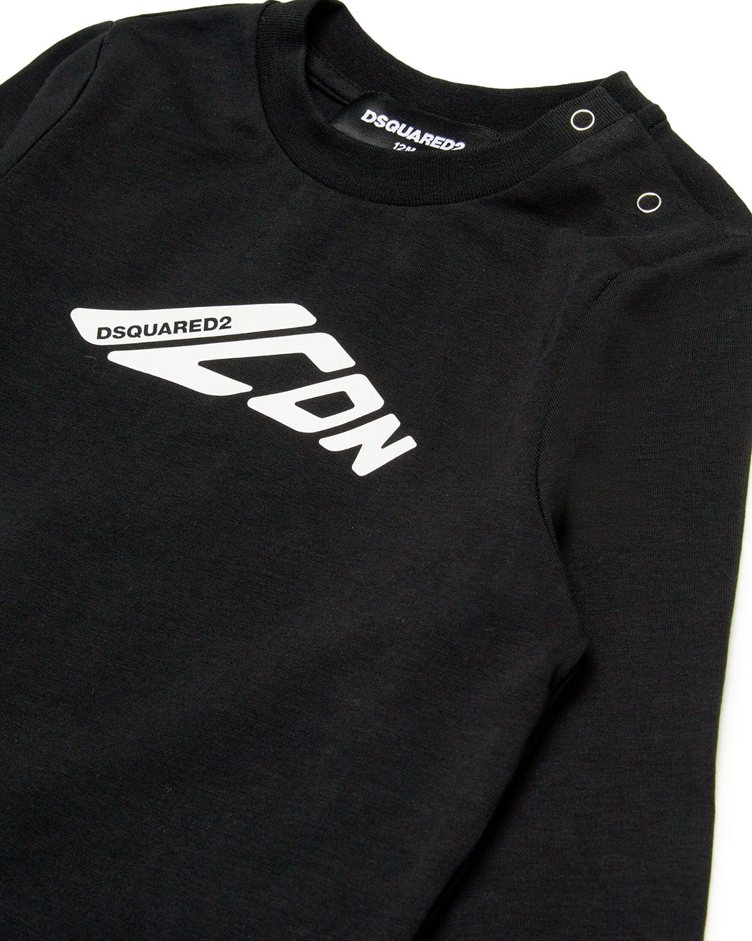 Dsquared2 Kids Completo Nero con Stampa Logo a Contrasto Bianca per Neonati
