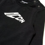 Dsquared2 Kids Completo Nero con Stampa Logo a Contrasto Bianca per Neonati