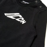 Dsquared2 Kids Completo Nero con Stampa Logo a Contrasto Bianca per Neonati