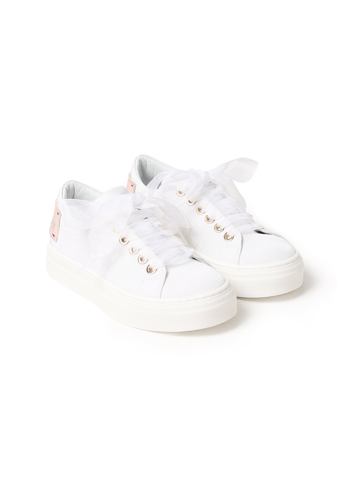 Elisabetta Franchi La Mia Bambina Sneakers Burro con Laccio Fiocco