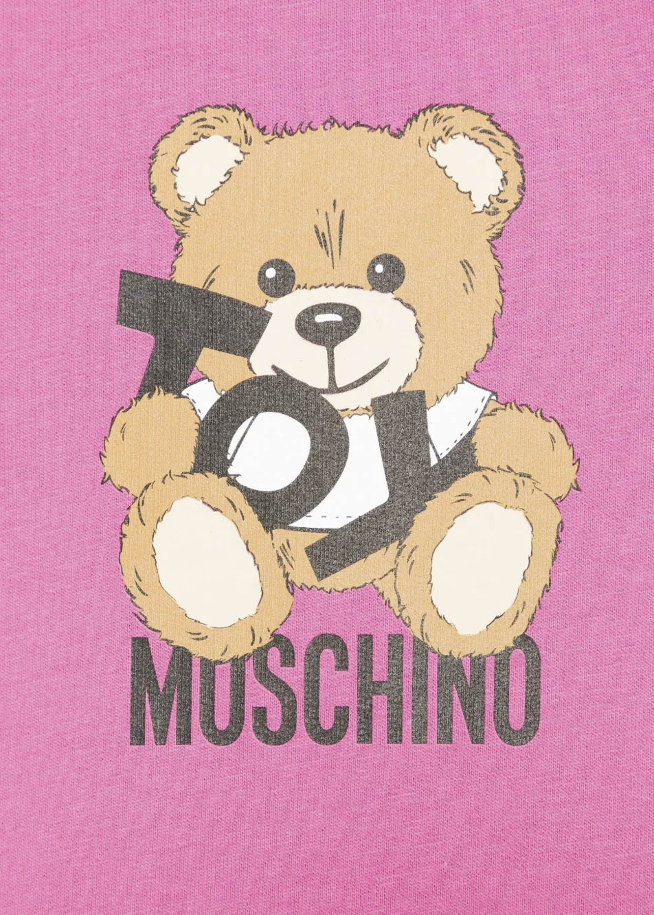 Moschino Kids Abito Fucsia con Stampa Toy per Neonate