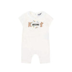 Moschino Kids Pagliaccetto Panna con Stampa e Chiusura con Bottoni sul Retro per Neonati